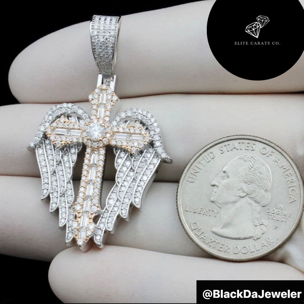 Vvs Moissanite Angel Wings Cross