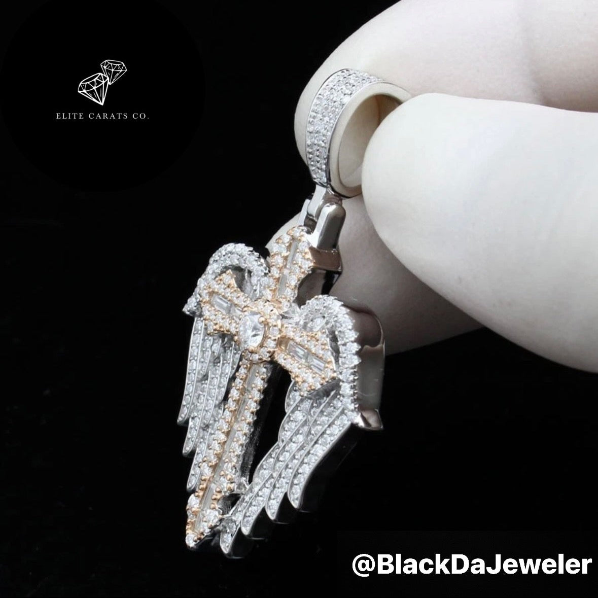 Vvs Moissanite Angel Wings Cross