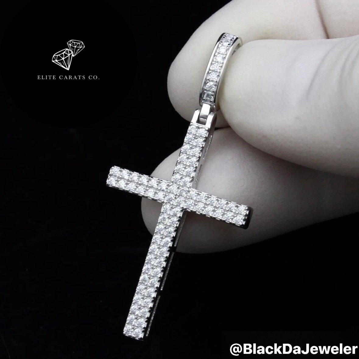 Vvs Moissanite Two Row Cross
