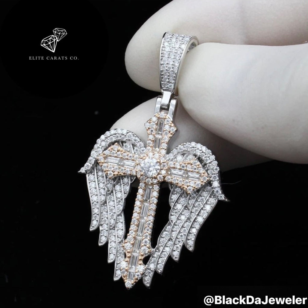 Vvs Moissanite Angel Wings Cross