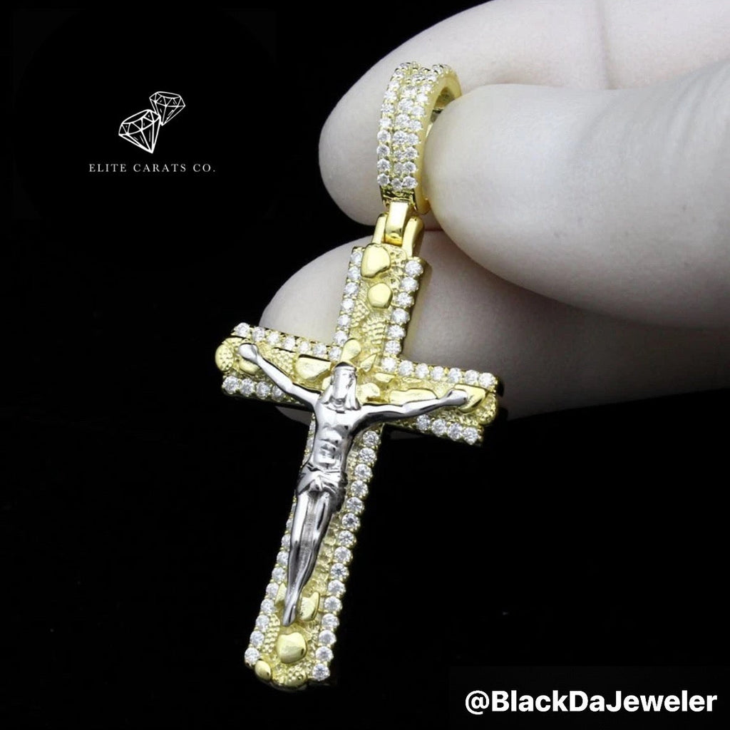 Vvs Moissanite Two Tone Nugget Cross