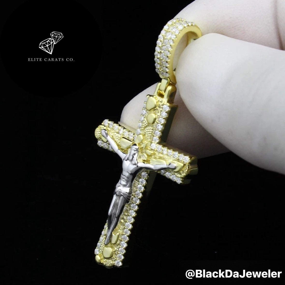 Vvs Moissanite Two Tone Nugget Cross