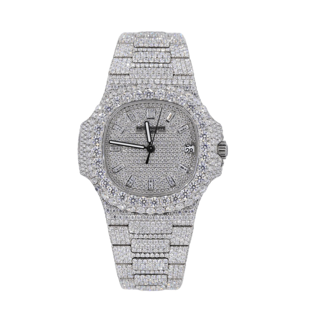 PT 41mm Vvs Moissanite Two Row Bezel Watch 22ct