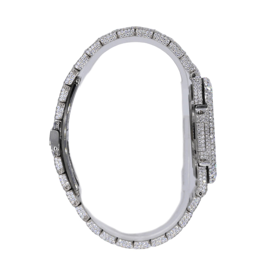 PT 41mm Vvs Moissanite Two Row Bezel Watch 22ct