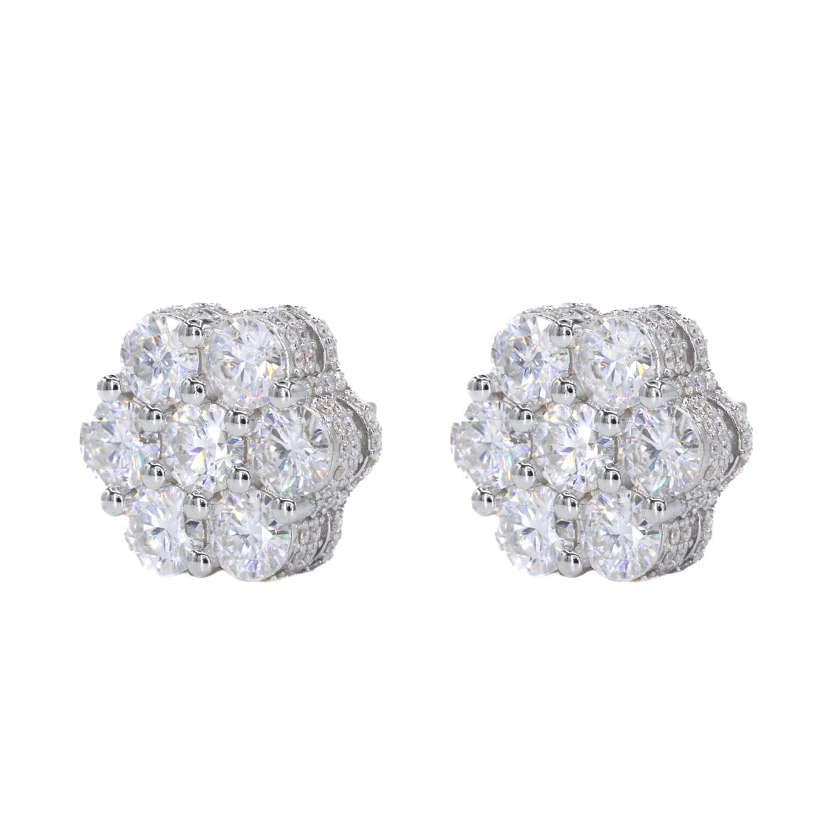 Vvs1 Iced Out Flower Set Earrings