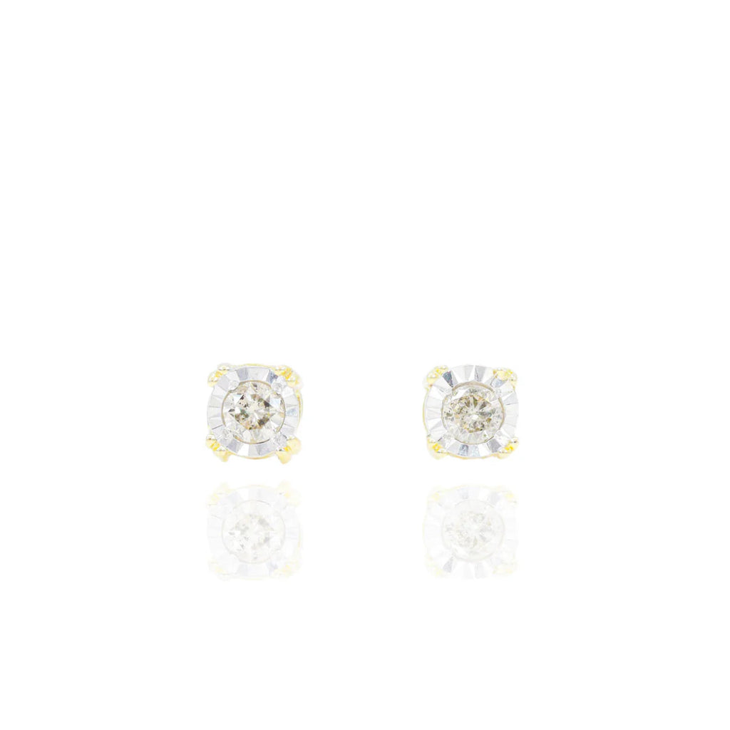 Natural Diamond Stud Diamond Cut Border Earrings