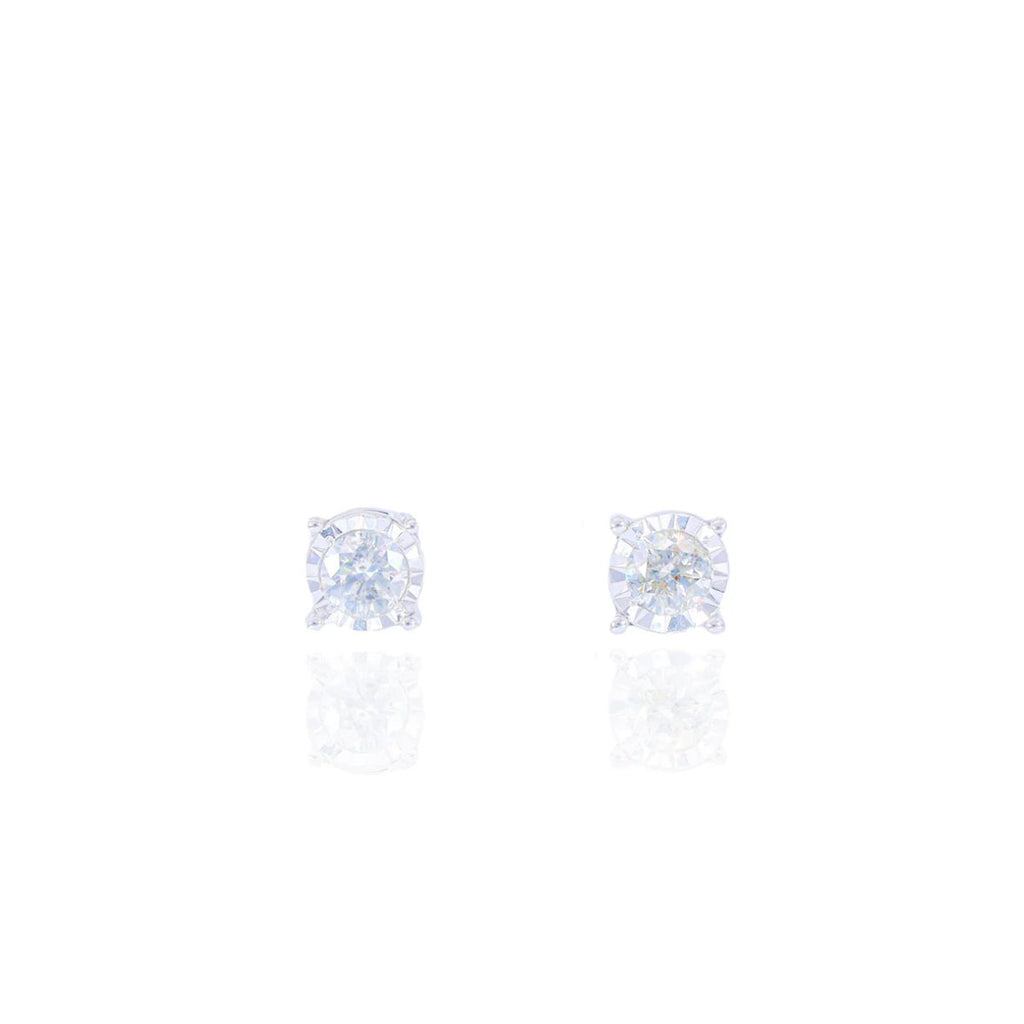 Natural Diamond Stud Diamond Cut Border Earrings