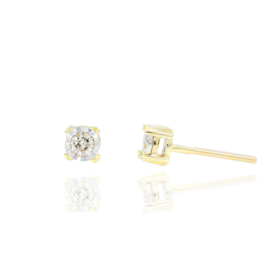 Natural Diamond Stud Diamond Cut Border Earrings