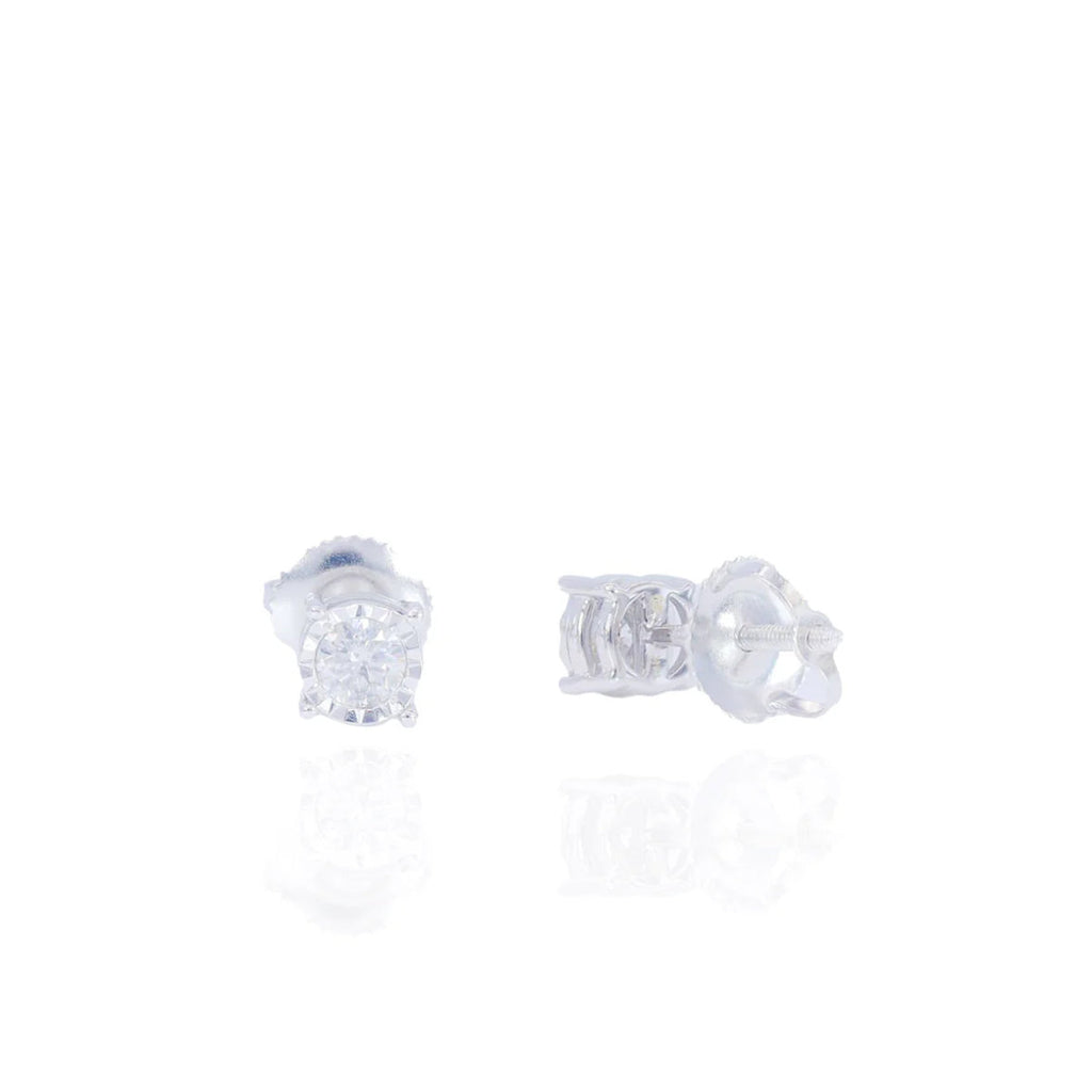 Natural Diamond Stud Diamond Cut Border Earrings