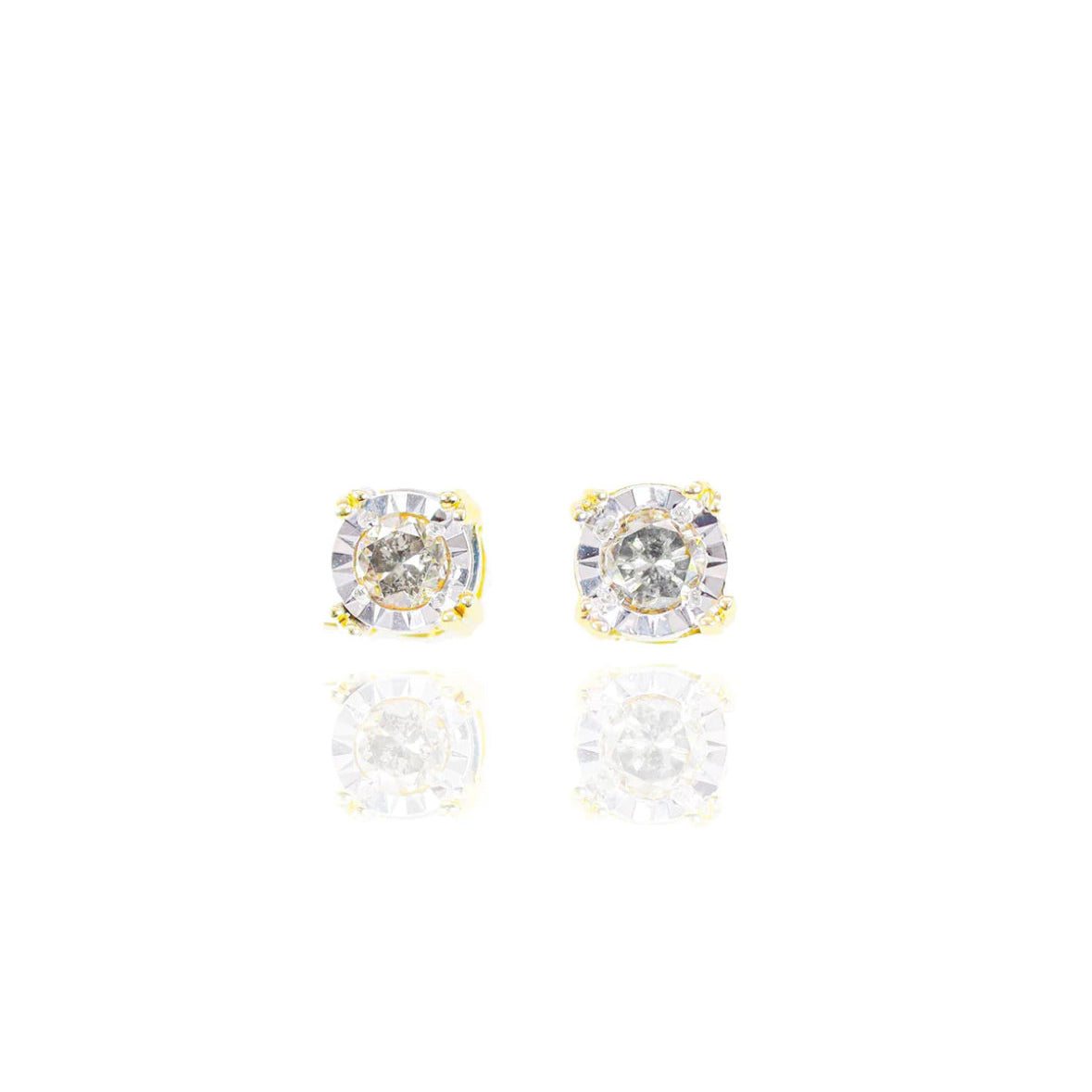 Natural Diamond Stud Diamond Cut Border Earrings