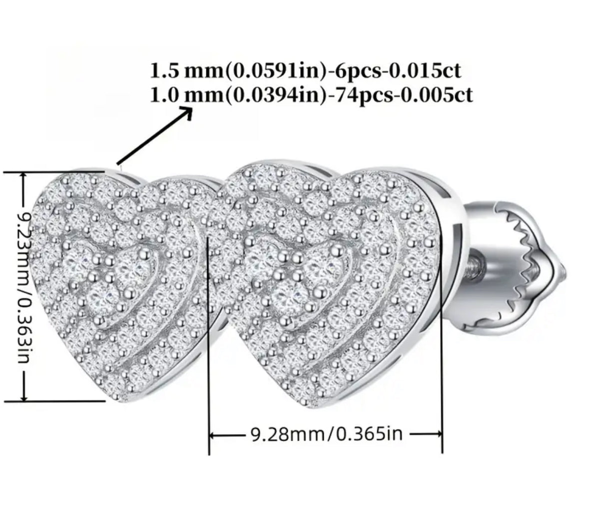 Vvs 3d Moissanite Heart Earrings