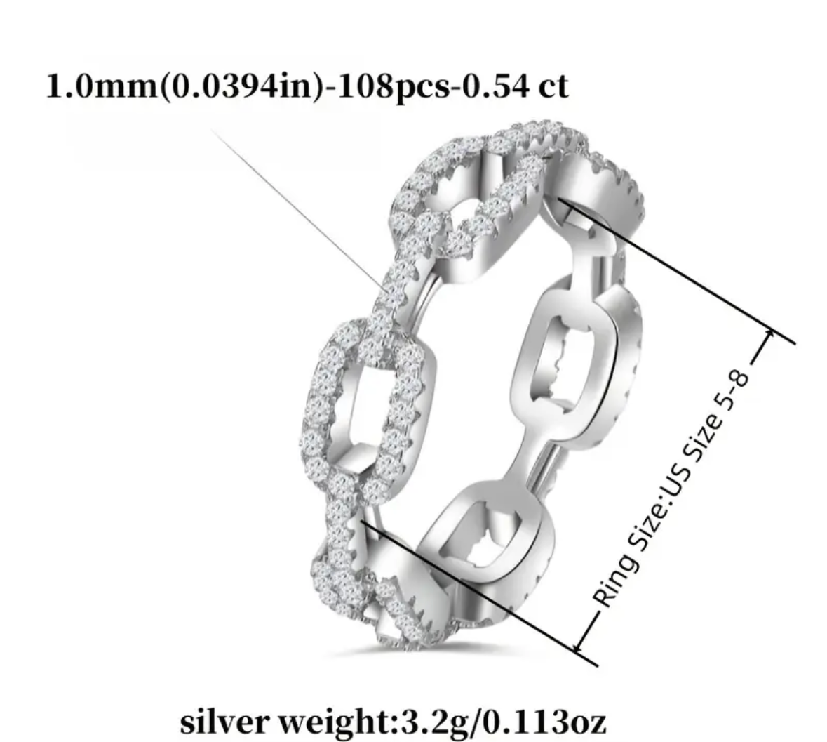 Vvs Moissanite Chain Ring