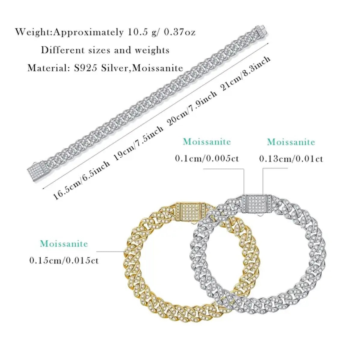 6mm Moissanite Cuban Bracelet