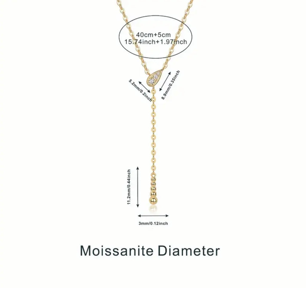 Vvs Moissanite Tear Drop Dangle Necklace