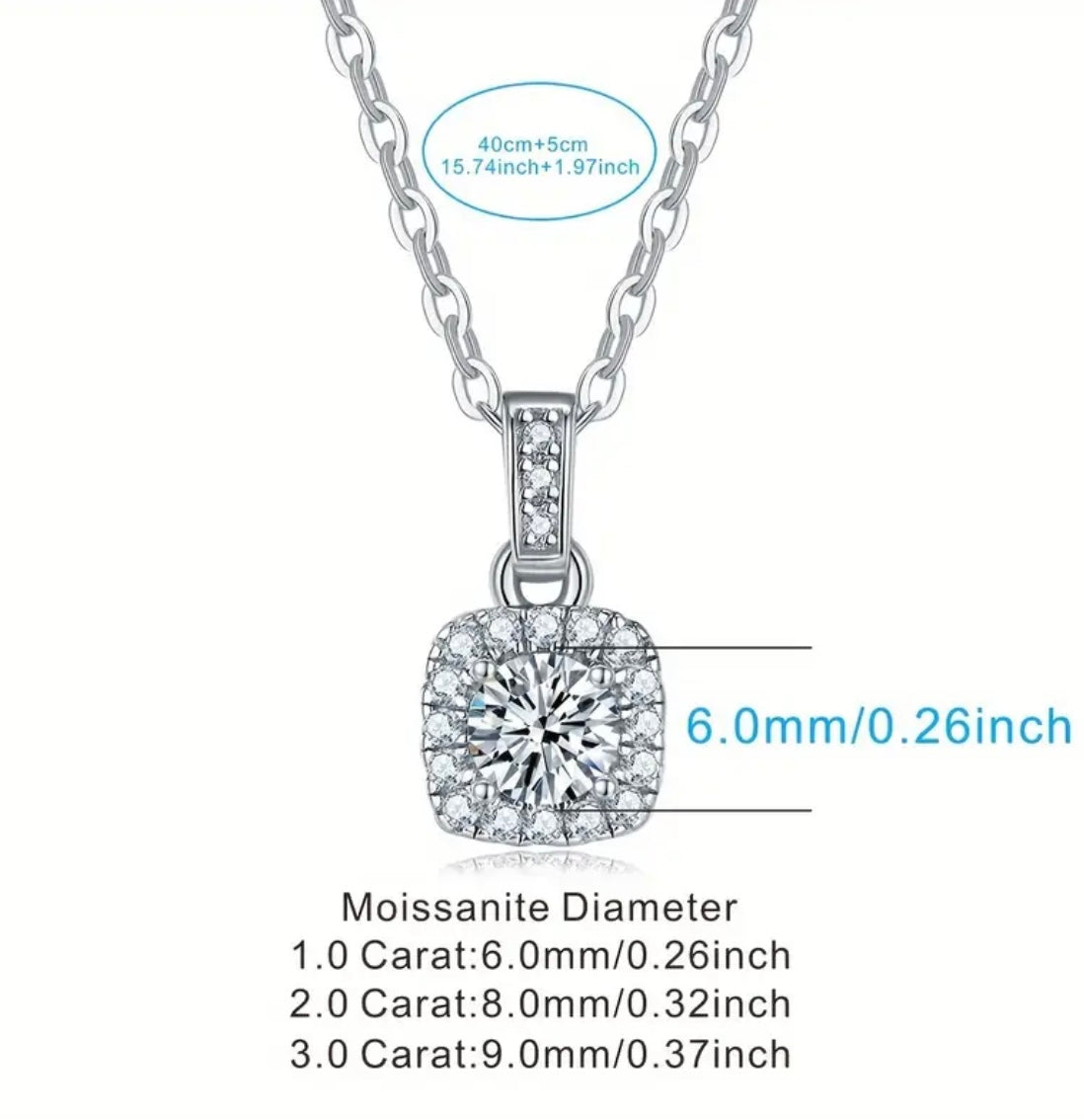 Vvs Square Moissanite Necklace