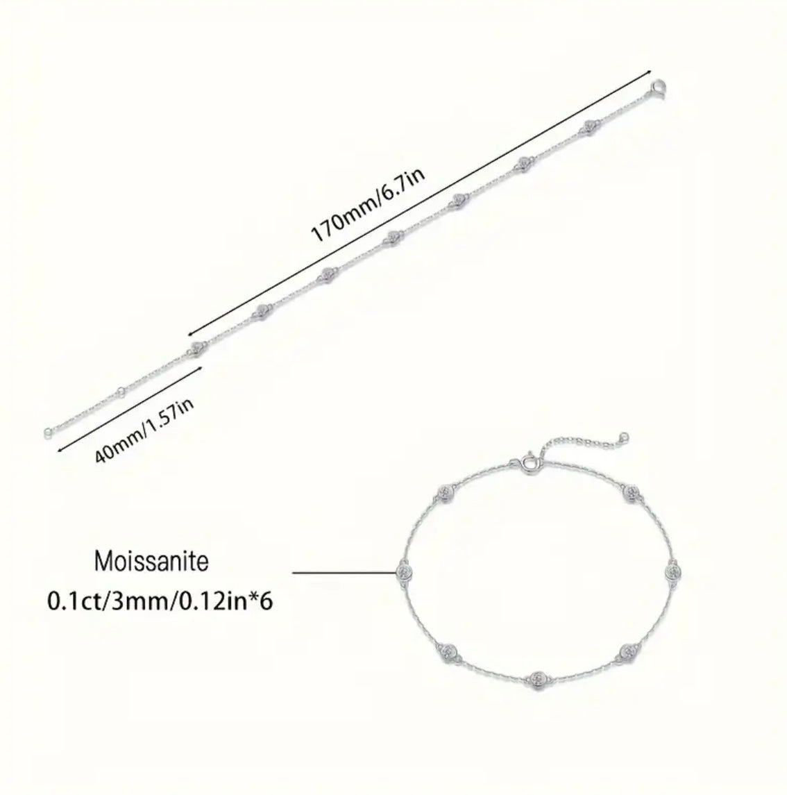 Vvs 1mm Moissanite Bracelet