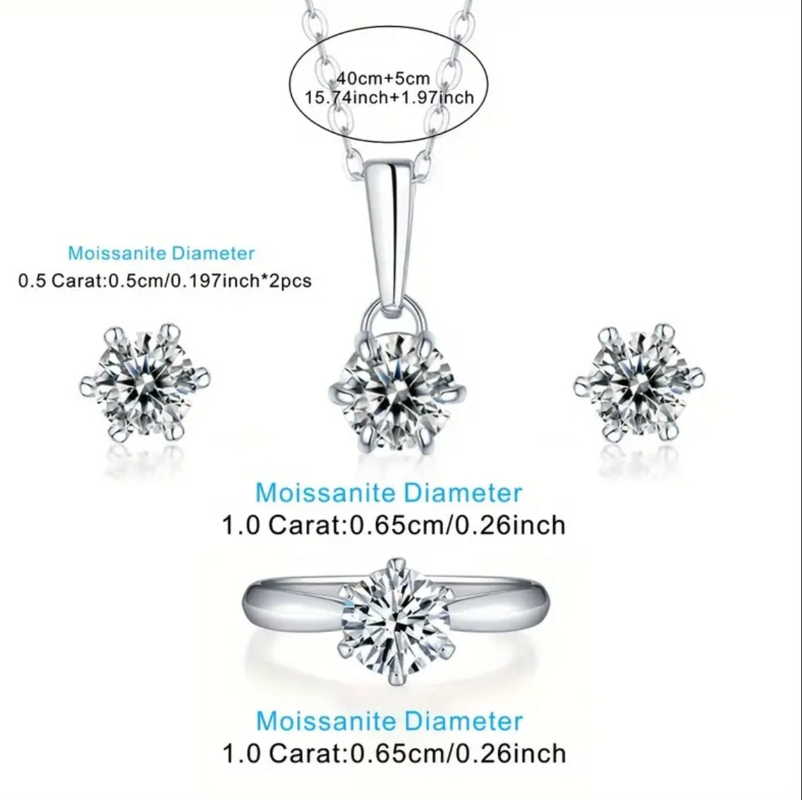 Vvs 3pc Moissanite Set