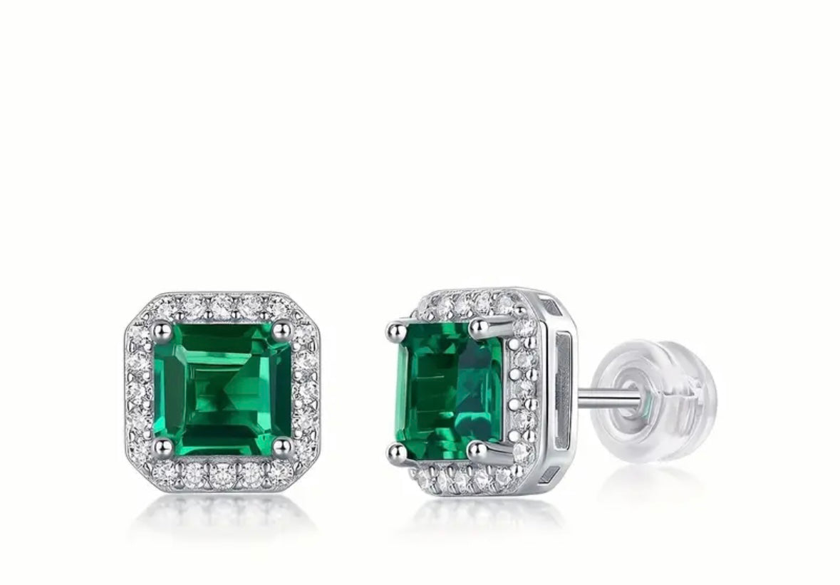 Vvs Moissanite and Emerald Earrings