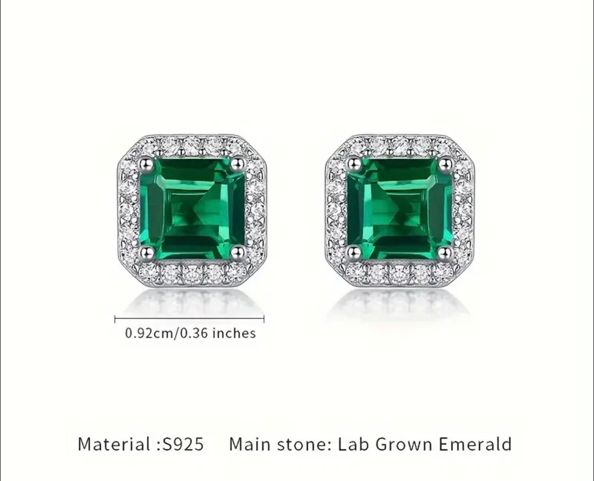 Vvs Moissanite and Emerald Earrings