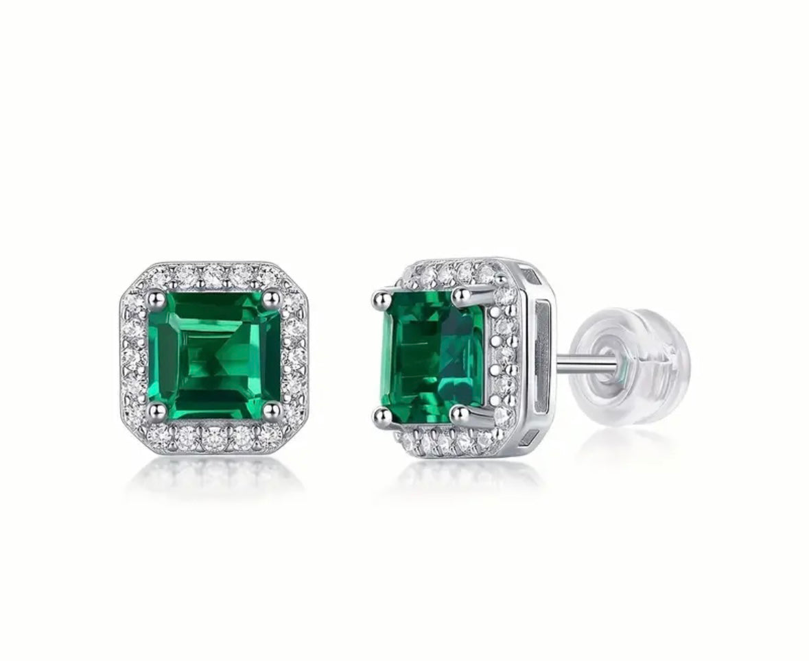 Vvs Moissanite and Emerald Earrings