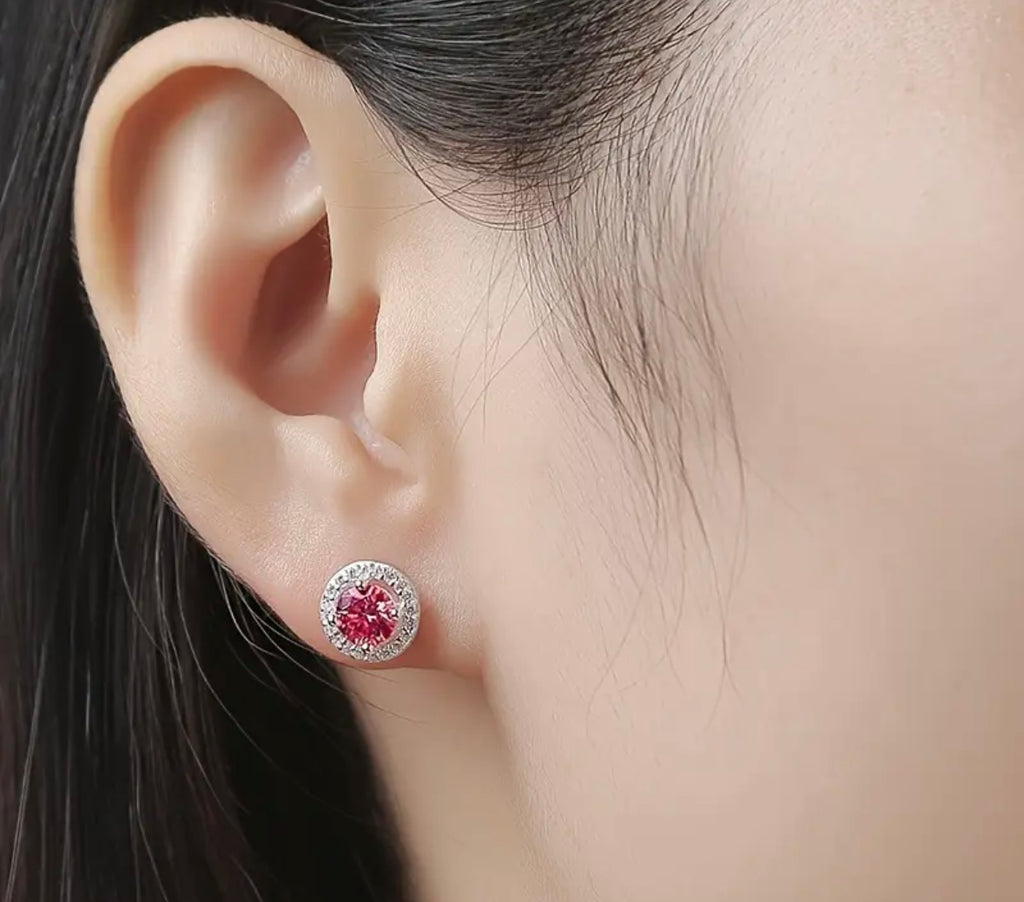 Vvs Ruby and Moissanite Earrings