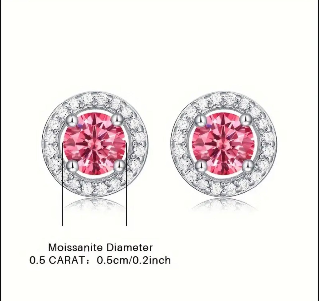 Vvs Ruby and Moissanite Earrings