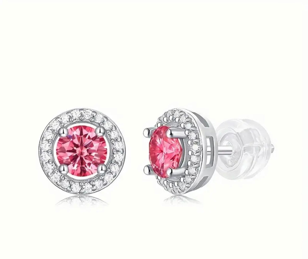 Vvs Ruby and Moissanite Earrings