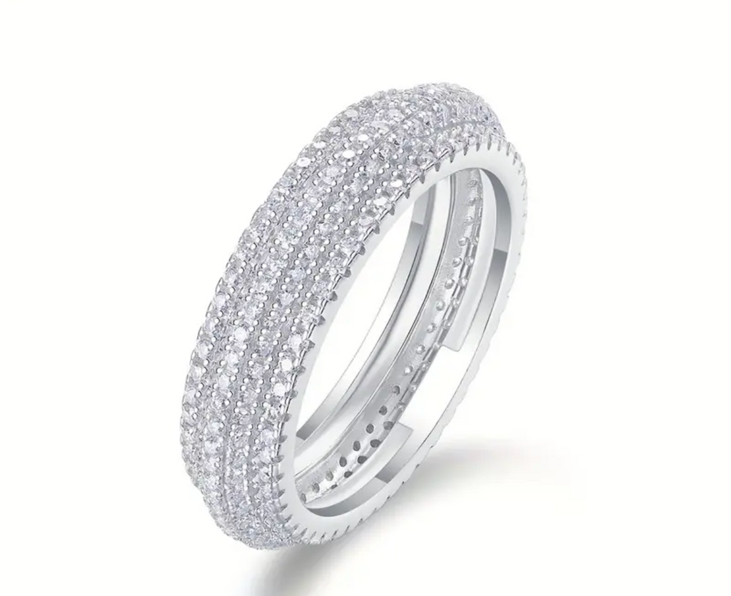 Vvs Moissanite 4 Row Wedding Band