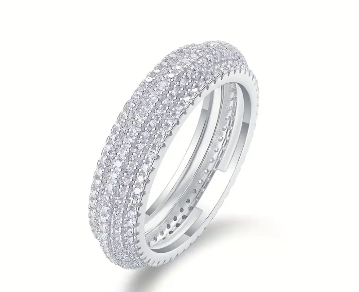 Vvs Moissanite 4 Row Wedding Band
