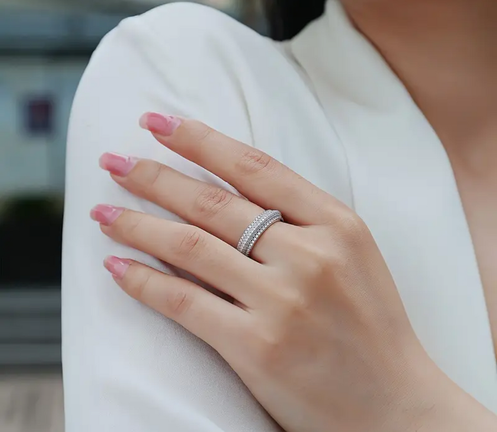 Vvs Moissanite 4 Row Wedding Band