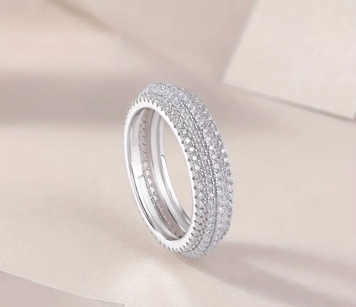 Vvs Moissanite 4 Row Wedding Band