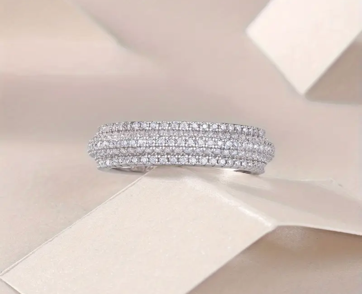 Vvs Moissanite 4 Row Wedding Band