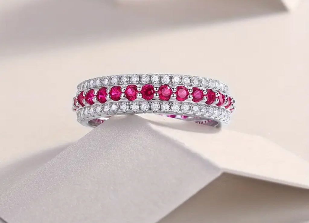 Vvs Moissanite Ruby Wedding Band Ring