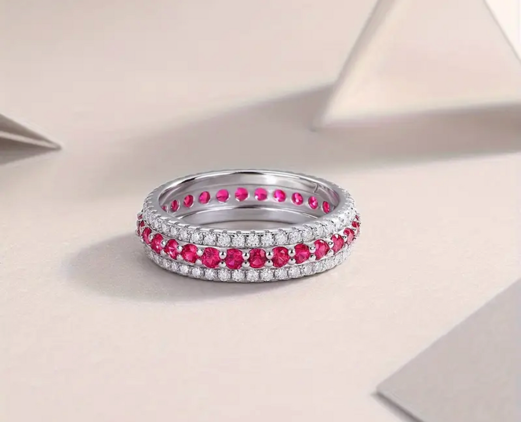 Vvs Moissanite Ruby Wedding Band Ring