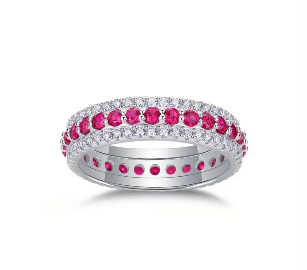 Vvs Moissanite Ruby Wedding Band Ring
