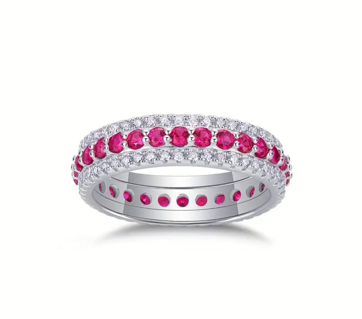 Vvs Moissanite Ruby Wedding Band Ring