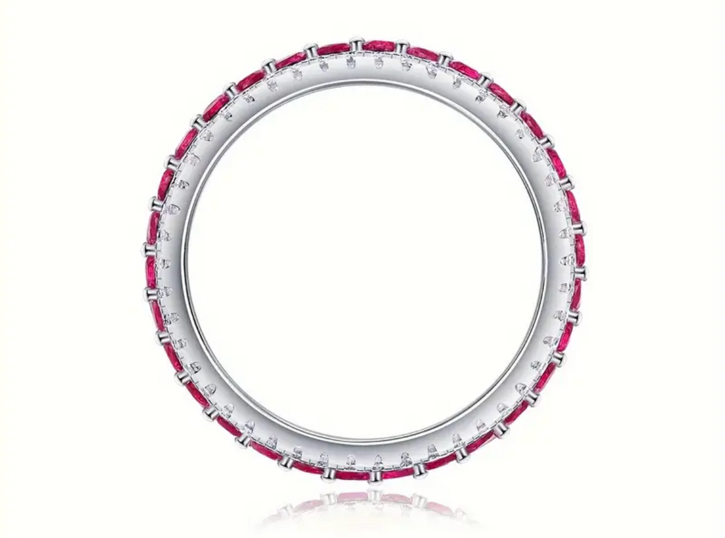 Vvs Moissanite Ruby Wedding Band Ring