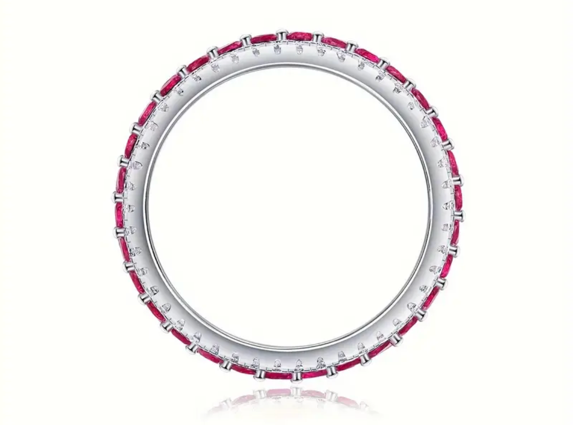 Vvs Moissanite Ruby Wedding Band Ring