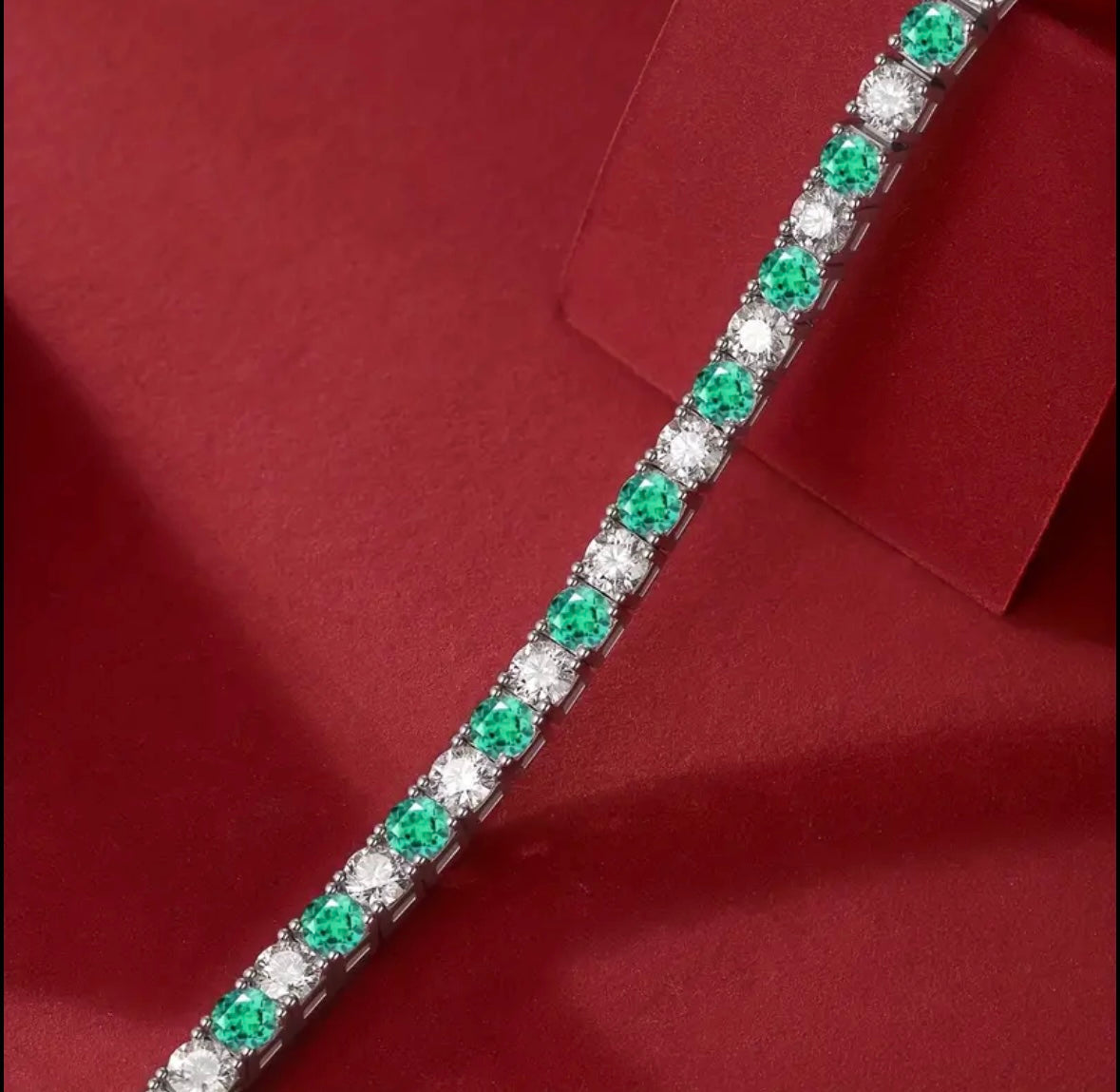 Vvs Emerald and Moissanite Tennis Bracelet