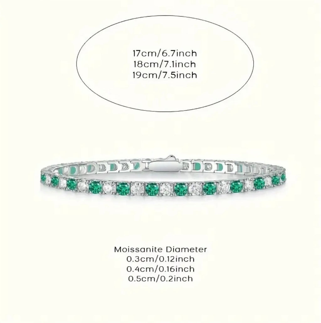 Vvs Emerald and Moissanite Tennis Bracelet