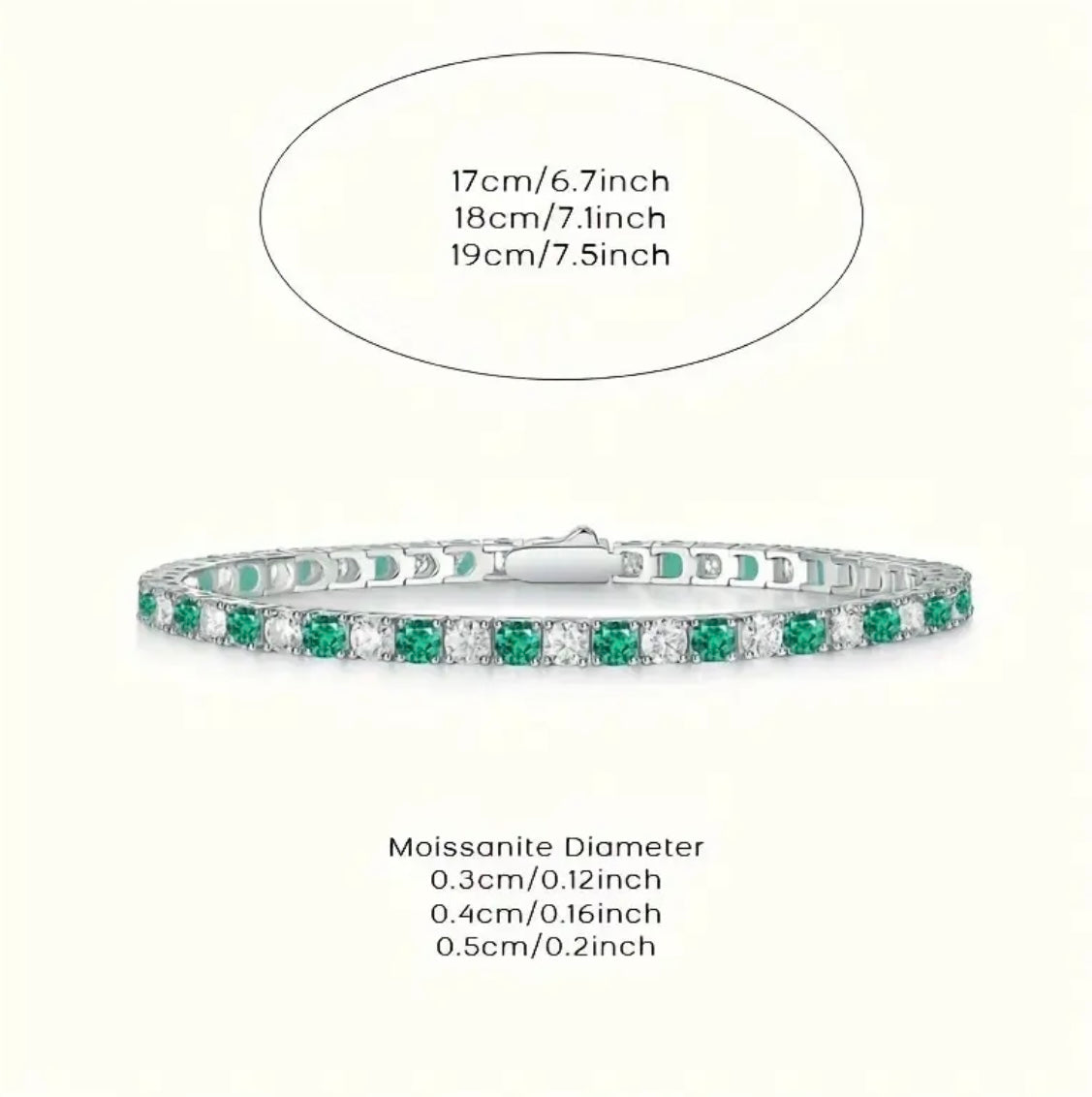 Vvs Emerald and Moissanite Tennis Bracelet