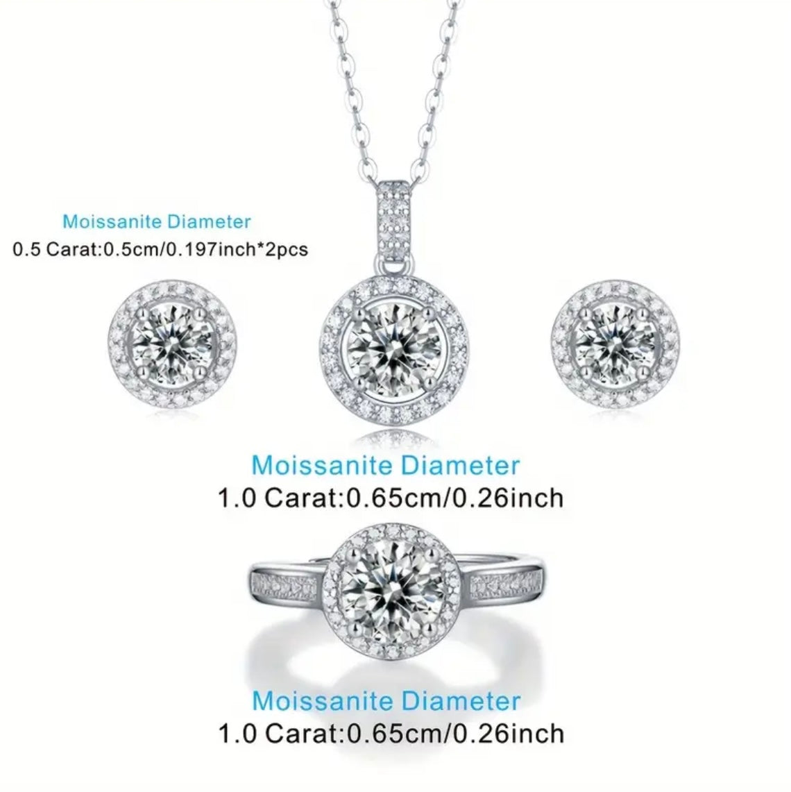 3pc Vvs Moissanite Set