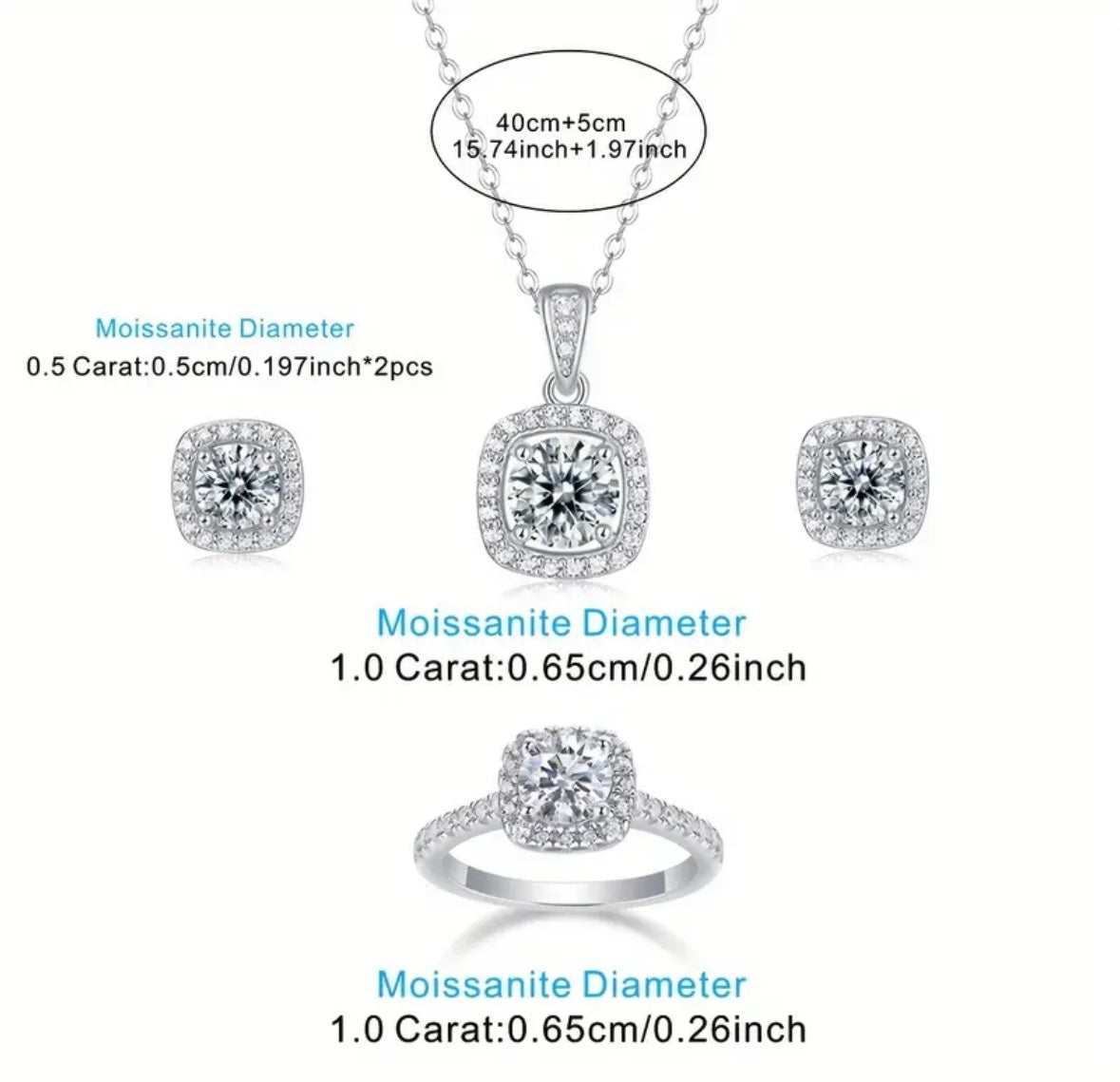 3pc Vvs Moissanite Set